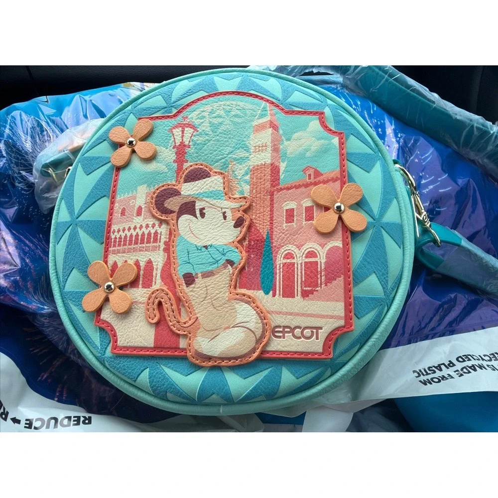 Disney Parks Epcot Italy Topolino Loungefly Crossbody Purse Bag Double Sided